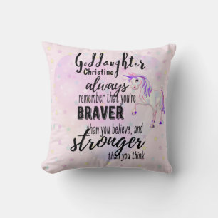 Benannt GODAUGHTER Motivierend Zitat Einhorn Rosa Kissen