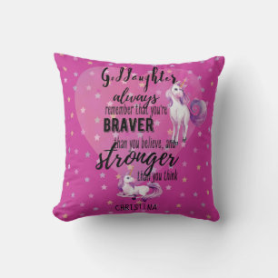 Benannt GODAUGHTER Motivierend Zitat Einhorn Rosa Kissen