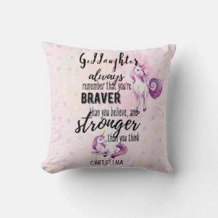 Benannt GODAUGHTER Motivierend Zitat Einhorn Rosa Kissen