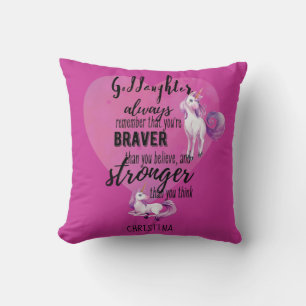 Benannt GODAUGHTER Motivierend Zitat Einhorn Rosa Kissen