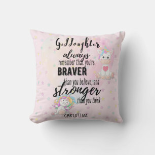 Benannt GODAUGHTER Motivierend Zitat Einhorn Rosa Kissen