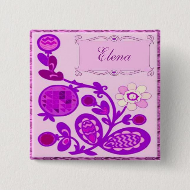Benannte Blume Deko Button (Vorderseite)
