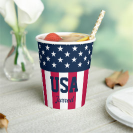 Benannte US Flagge Red White Blue Pappbecher