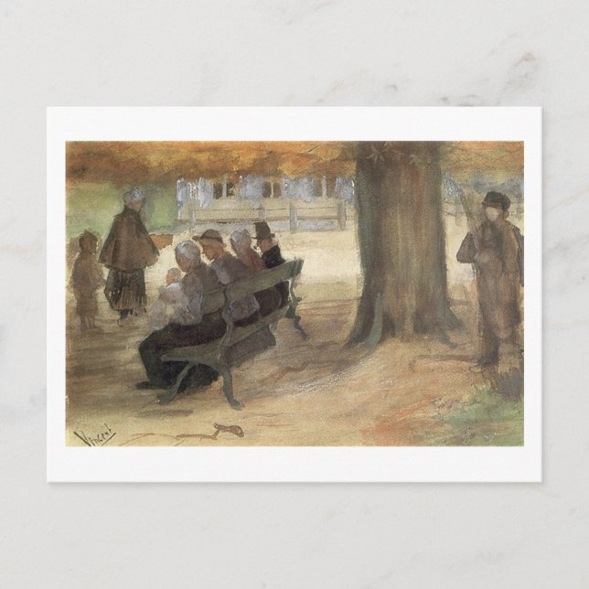 Bench, Four Persons & Baby, Van Gogh Fine Art Postkarte (Vorderseite)