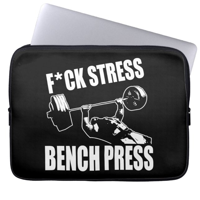 BENCH PRESS, F*CK STRESS - Workout Motivierend Laptopschutzhülle (Vorderseite)