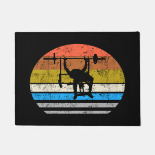 bench press strength training retro vintage gift fußmatte