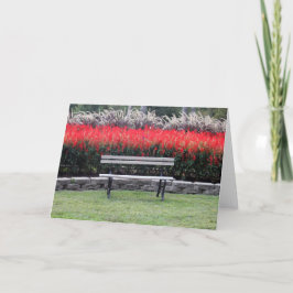 Bench Red Floral Foto Karte