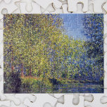 Bend in Epte River bei Giverny von Claude Monet<br><div class="desc">Bend in Epte River bei Giverny (1888) von Claude Monet ist ein Vintages impressionistisches Kunstgemälde mit Bäumen am Flussufer des Epte in der Normandie, Frankreich an einem schönen sonnigen Tag. Über den Künstler: Claude Monet (1840-1926) war Gründer der französischen impressionistischen Malerei, wobei die meisten seiner Gemälde "en plein air" (im...</div>