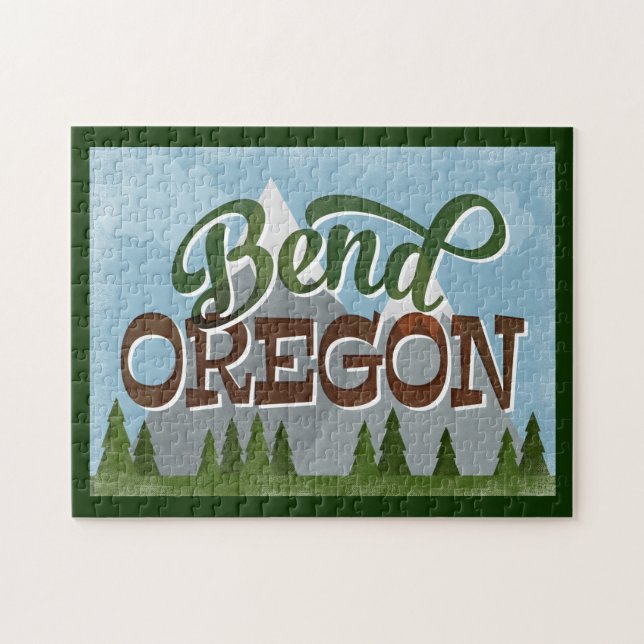 Bend Oregon Fun Retro Snowy Mountains (Horizontal)