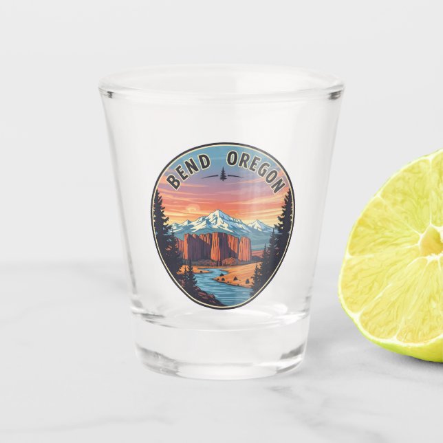Bend Oregon Küste Reise Postkarte Schnapsglas (Vorderseite)
