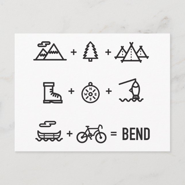 Bend Oregon Outdoor Aktivitäten Gleichung Postkarte (Vorderseite)