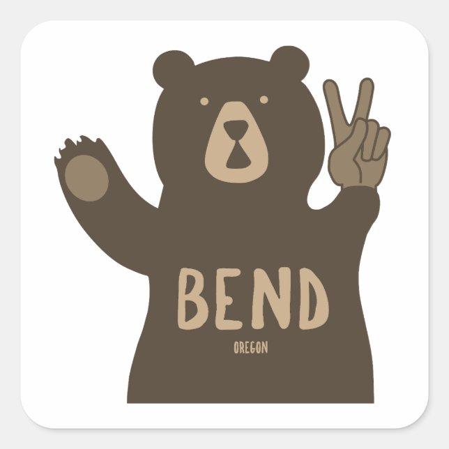 Bend Oregon Peace Bear Quadratischer Aufkleber (Vorderseite)