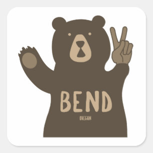 Bend Oregon Peace Bear Quadratischer Aufkleber