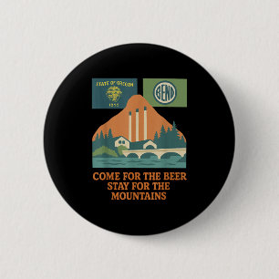 Bend Oregon Retro-Vintage Berge und Hütten; Bier f Button