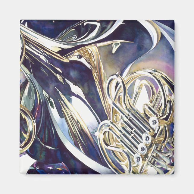 "Bending Light" - Musikinstrumente Wasserfarbe Magnet (Vorne)