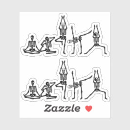 Bendy Funny Yoga Skeletons - 2pc Vinyl Statement Aufkleber