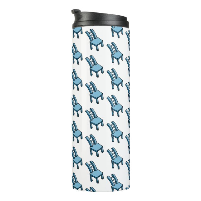 Bendy Warped Blue Chair Cartoon Illustration Thermosbecher (Nach rechts gedreht)