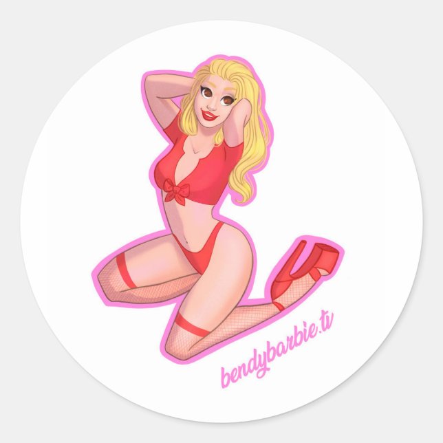 BendyBarbie Cartoon Stickers (Vorderseite)