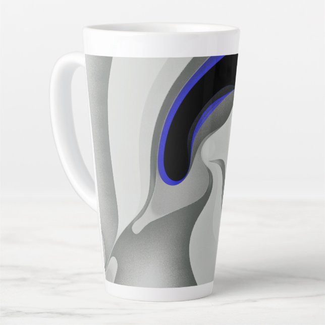 Beneath the Blue: Abstract Gray, Black & Blue Milchtasse (Linke Ecke)