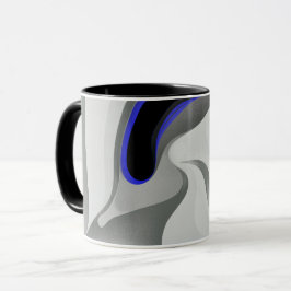 Beneath the Blue: Abstract Gray, Black & Blue Tasse