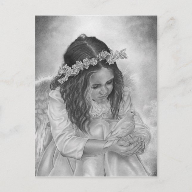 Bénédiction de colombe fille ange Carte postale (Devant)