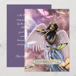 Bénédiction de Pâques.Ange avec Cartes aux Papillo