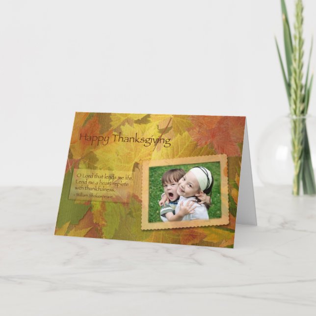Bénédiction de Thanksgiving Chute Feuilles Carte p (Devant)
