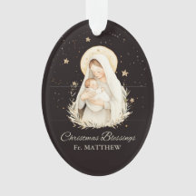 Bénédictions de Noël du prêtre Madonna Enfant Noir