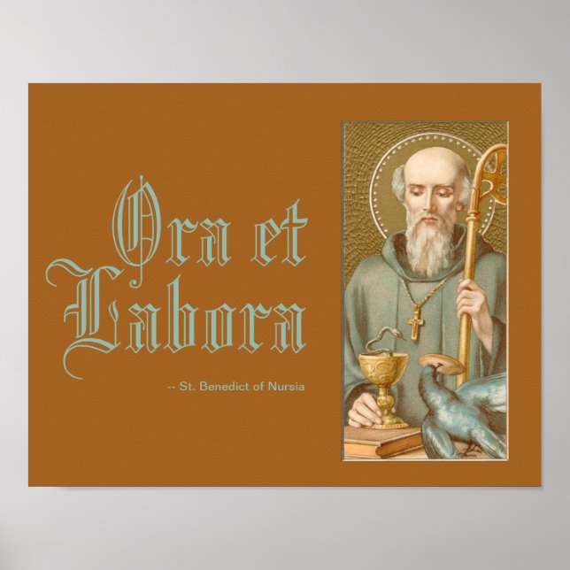 Benedikt von Nursia (JM 07; lateinisches Motto) Poster (Vorne)