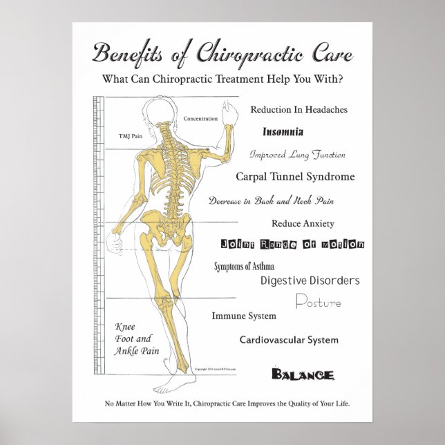 Benefits of Chiropractic Care Poster Wall Chart (Vorne)