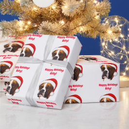 Benennen Sie Boxer in einem Weihnachtsmannmütze-Wr Geschenkpapier