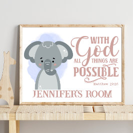 Benennen Sie Christliches Niedliches Baby Elephant Poster