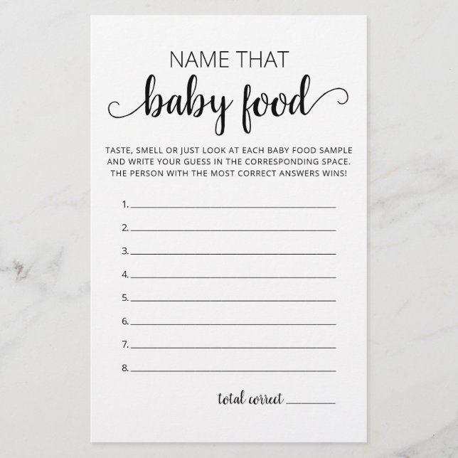 Benennen Sie das Baby Food Baby Dusche Party (Vorderseite)