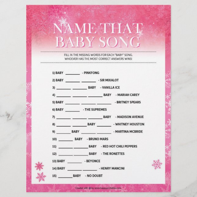 Benennen Sie das Baby Song [Schneepinke] Briefbogen (Vorderseite)