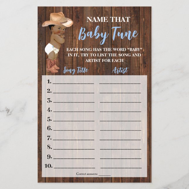 Benennen Sie die Cowboy-Duschkarte der OM für Baby Flyer (Vorne)