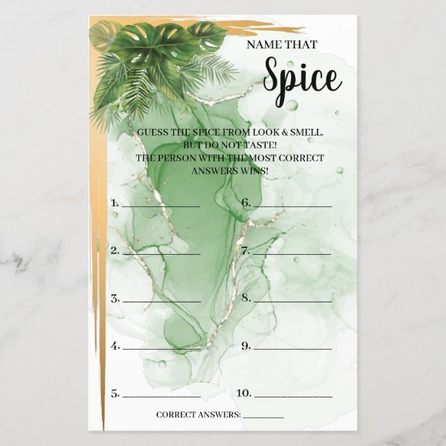 Benennen Sie die Spitzel Tropical Brautparty Game  Flyer (Vorne)
