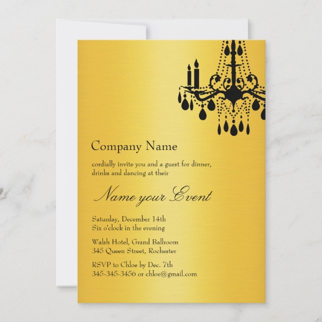 Benennen Sie Ihren Event Gold Grand Ballroom Einladung (Vorderseite)