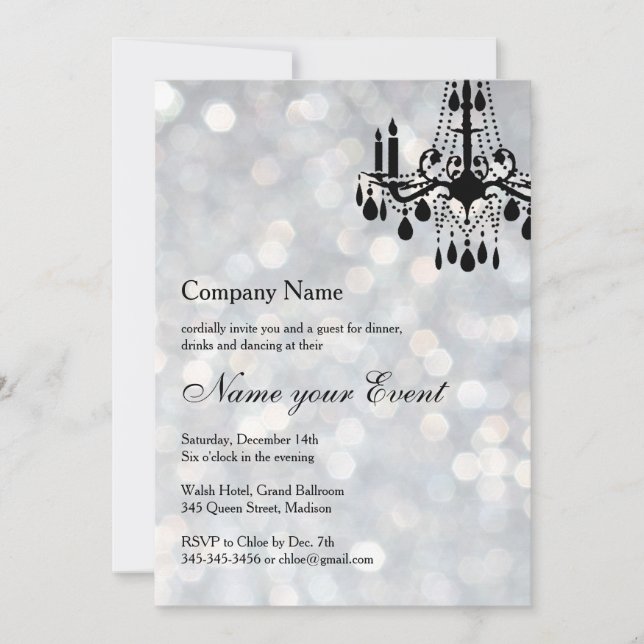 Benennen Sie Ihren Event Silver Grand Ballroom Einladung (Vorderseite)