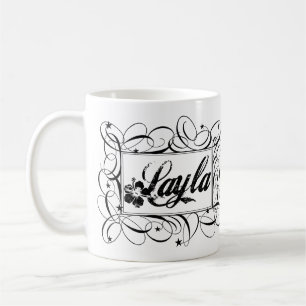 Benennen Sie Layla in schwarz in stilvollem Rahmen Kaffeetasse