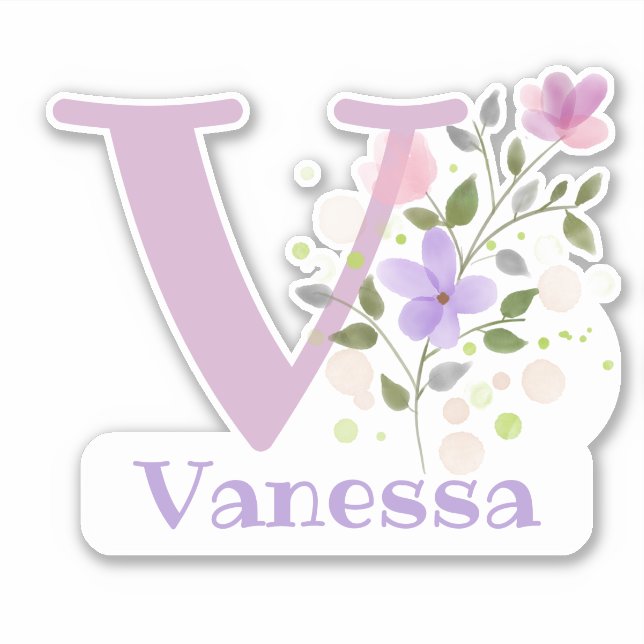 Benennen Sie Vanessa mit dem Letter V-Aufkleber-Au Aufkleber (Vorderseite)