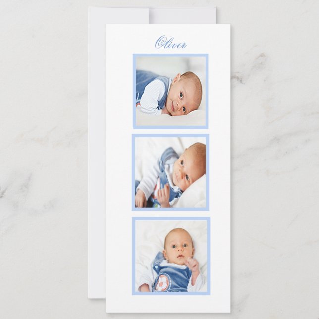 Benennung von Celebration Foto Baby Blue Einladung (Vorderseite)