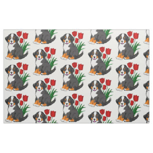 Benese Mountain Welpe mit Tulips Stoff