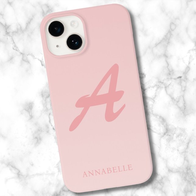 Benetzter Name des Monogramms in Rosa iPhone 14 Hülle (Von Creator hochgeladen)