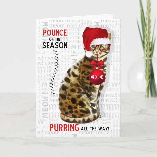Bengal Cat Breed Funny Christmas Karte (Vorderseite)