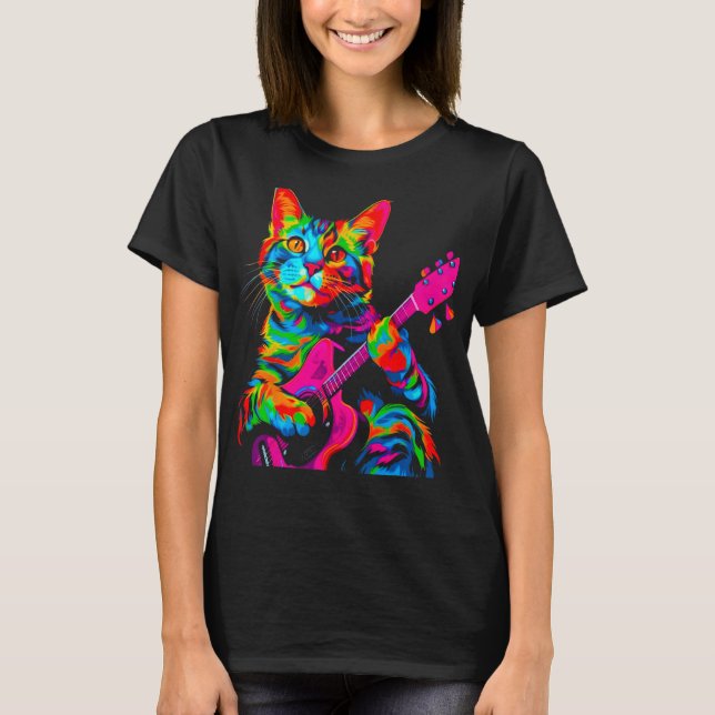 Bengal Cat Guitar T-Shirt (Vorderseite)