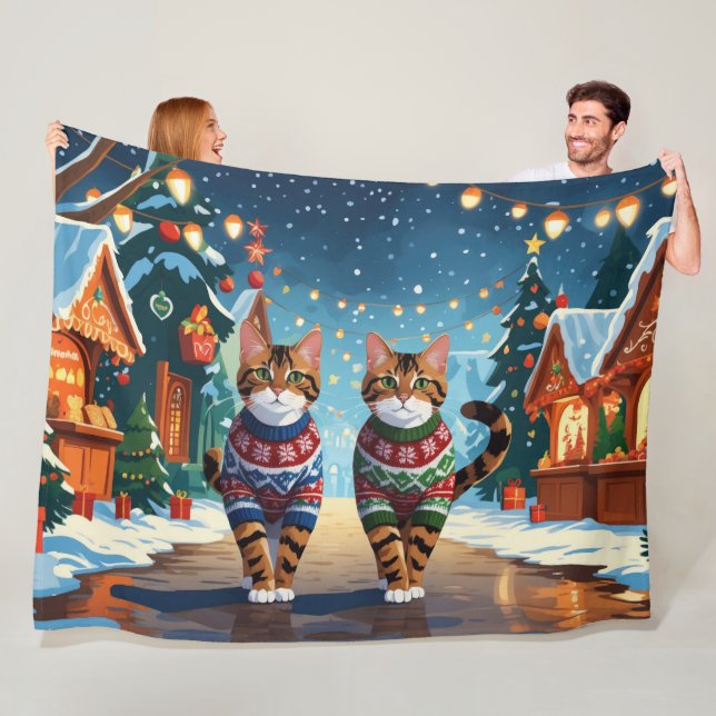 Bengal Cats Christmas Snow Holiday Fleecedecke (Beispiel)