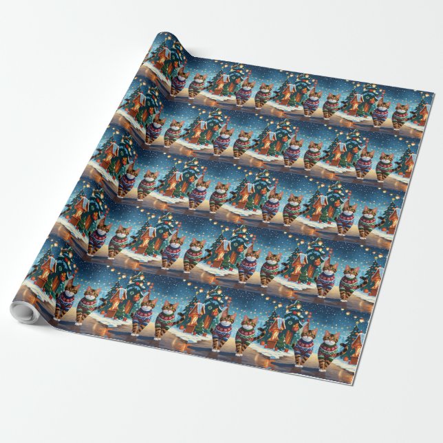 Bengal Cats Christmas Snow Holiday Geschenkpapier (Ungerollt)