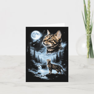 Bengal-Katze heult den Mond an Lustiges Halloween Karte