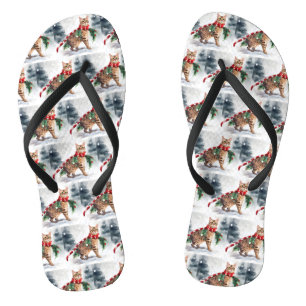 Bengal-Katze im Schnee Weihnachten Flip Flops