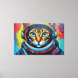 BENGAL-KATZE IM WELTALL LEINWANDDRUCK